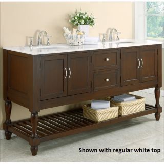 J and J International Dark Brown/ Marble Mission 70 inch Double Vanity Cabinet Brown Size Double Vanities