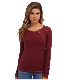 Mavi Jeans Stitch Detailed Top Womens Long Sleeve Pullover (Burgundy)