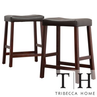 Tribecca Home Nova Cherry Saddle Cushioned Seat 24 inch Barstool