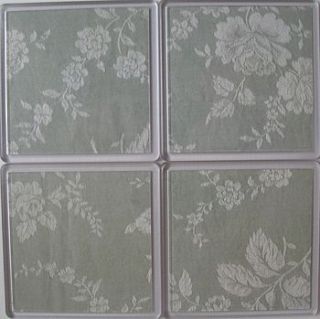 four duck egg & white floral coasters by country home designs