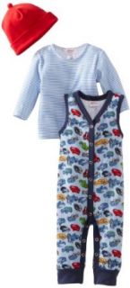 Zutano Baby Boys Infant Motorway Romper Long Sleeve Tee And Hat Set, Multi, 6M Clothing