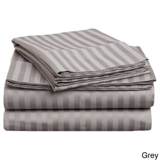 Home City Inc Egyptian Cotton Queen size 300 Thread Count Striped Olympic Sheet Set Grey Size Olympic Queen