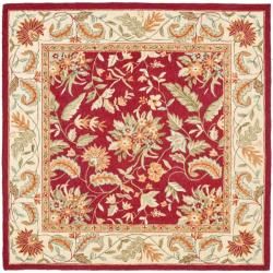 Handmade Paradise Red Wool Rug (6 Square)