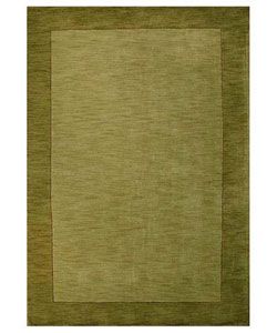 Hand tufted Olive Green Border Wool Rug (8 X 106)