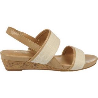 Women's Naturalizer Frazzle White Linen/Caravan Sand Shiny Coated Linen Naturalizer Sandals