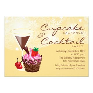Cupcake Exchange & Cocktail Party Invitation cream