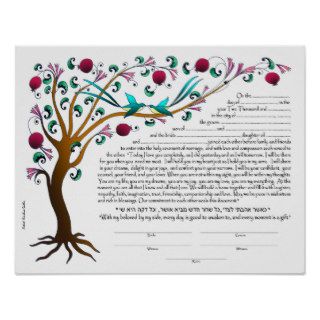 Tree of Life Ketubah, blank Posters