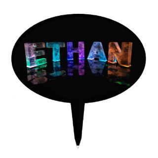 The Name Ethan in 3D Lights (Photograph) Cake Pick