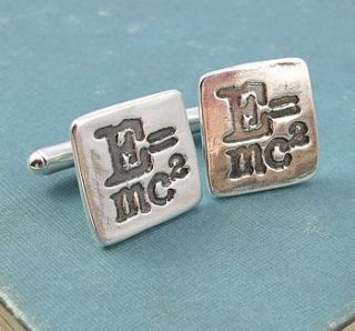 einstein 'emc²' silver mens cufflinks by melinda mulcahy