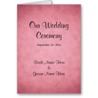 Dark Dusky Pink Mottled Pattern Wedding Program Greeting Card