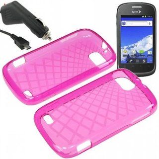 AM TPU Sleeve Crystal Gel Cover Skin Case for SprintZTE Fury N850 + Car Charger Pink Checker Cell Phones & Accessories