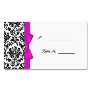 Hot Pink Bow Damask Wedding Placecards Business Card