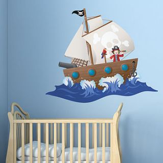 children's pirate ship wall sticker by oakdene designs