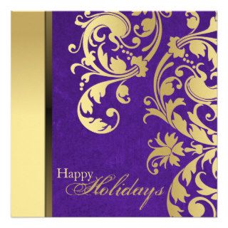 Holiday Party Invitation   Purple & Gold Swirls