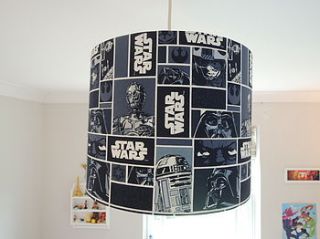 handmade lampshade in star wars fabric by the shabby shade