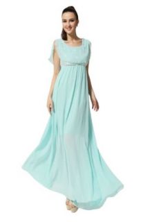 Gamiss Women's Elegant Style Lace Split Jiont Chiffon High Waist Sleeveless Dress, Green, Regular Sizing 2
