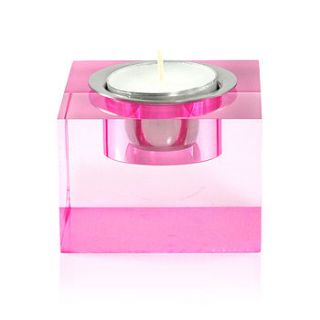 tea light candle holder, pink by block