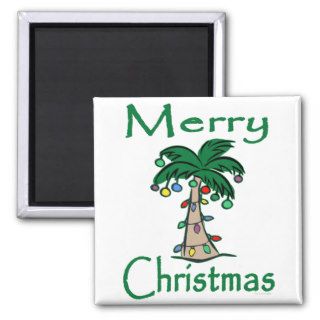Merry Christmas Tropical Palm Tree Refrigerator Magnet