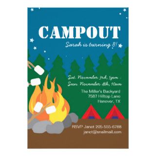 Camping Bonfire Birthday Party Invitation