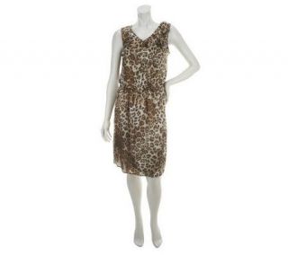Belle Gray by Lisa Rinna Leopard Print Faux Wrap Dress —