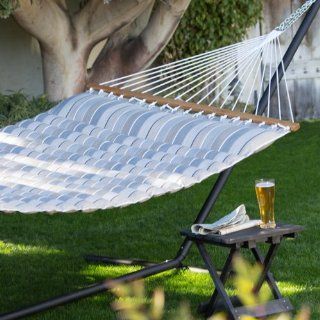 Island Bay Milano Char Quilted Pillow Top Sunbrella Fabric Hammock with Free Tree Straps  Patio, Lawn & Garden