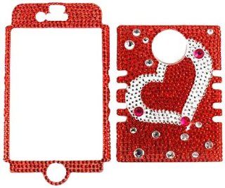 Cell Armor IPHONE4G RSNAP FD286 Rocker Snap On Case for iPhone 4/4S   Retail Packaging   Full Diamond Crystal Heart/Red Cell Phones & Accessories