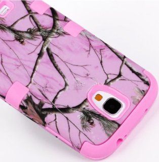 myLife (TM) Bubblegum Pink   Light Pink Tree Camouflage Design (3 Piece Hybrid) Hard and Soft Case for the Samsung Galaxy S4 "Fits Models I9500, I9505, SPH L720, Galaxy S IV, SGH I337, SCH I545, SGH M919, SCH R970 and Galaxy S4 LTE A Touch Phone"