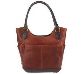 As Is Tignanello Glazed Vintage Leather North/ South Shopper —