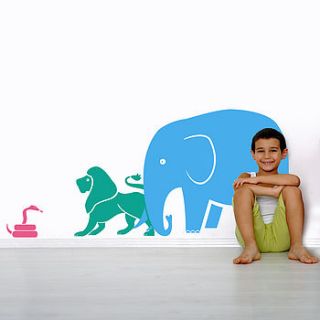 elephant and lion safari wall stickers by snuggledust studios