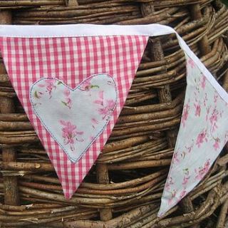 floral applique heart bunting by the fairground