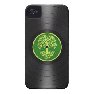 Green Tree of Life Vinyl Record Graphic iPhone 4 Cases