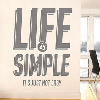 'life is simple…' wall decal by wall art