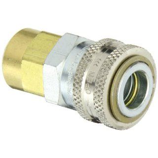 Eaton Hansen 3R21LLV Steel Ring Lock Quick Connect Pneumatic Fitting, Socket with Stainless Steel 303 Valve, 3/8" 18 NPTF Female, 3/8" Body Quick Connect Hose Fittings