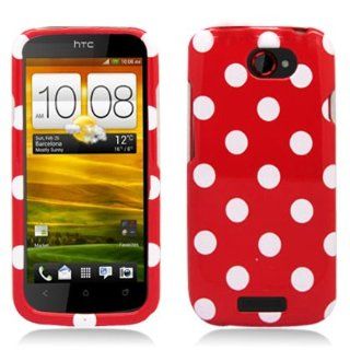 Aimo HTCONESPCPD303 Trendy Polka Dot Hard Snap On Protective Case for HTC One S   Retail Packaging   Red/White Cell Phones & Accessories