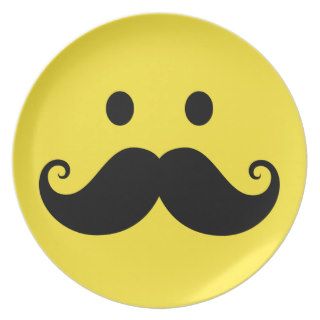 Fun yellow smiley face with handlebar mustache plate