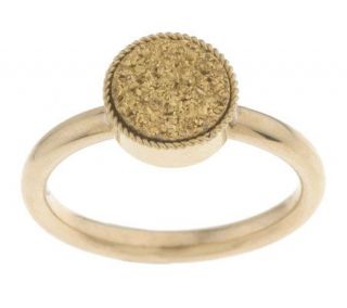 Round Goldtone Drusy Quartz Ring 14K Gold —