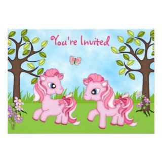 Cute Pink Ponies Horse Birthday Invitations