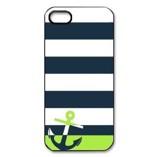 PC Beauty Stripe Design Anchor Black Print Hard Shell Cover Case for iPhone 5 Cell Phones & Accessories