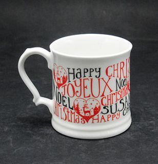 personalised christmas english bone china mug by susan rose china