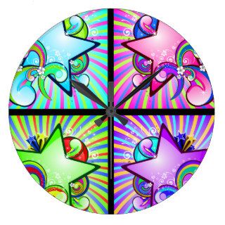 Starburst Kaleidoscope Of Rainbow Colors Clock