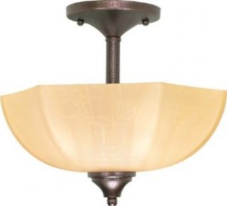 Nuvo 60/057 Copper Bronze Semi Flush Dome with Champagne Glass   Close To Ceiling Light Fixtures  