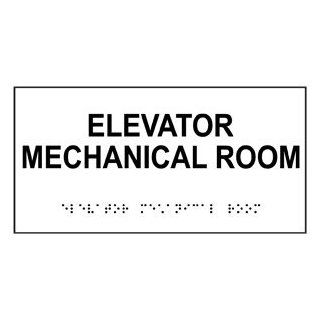 ADA Elevator Mechanical Room Braille Sign RSME 306 BLKonWHT Wayfinding  