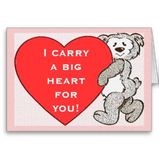Bear With Big Heart For You Pink Background Card