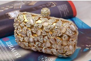 Luxury Cat's Eye Crystal Handbag Chrysoberyl Glamour Bling Fake Opal Pave Evening Clutch Celebrities Handbag Cell Phones & Accessories