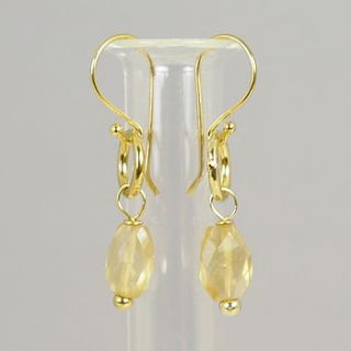 22k gold plated citrine hoop earrings by begolden