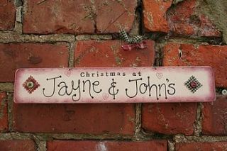 personalised handmade christmas sign by primitive angel country store