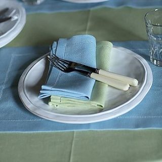 hemstitched linen placemat emilia sky blue by linenme