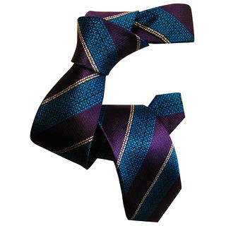 Dmitry Boy's Purple Striped Italian Silk Woven Tie Dmitry Boys' Accessories