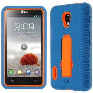 Blue Orange HyBrid Rubber Soft Skin Kickstand Case Hard Cover Faceplate For LG LTE US780 with Free Pouch Cell Phones & Accessories