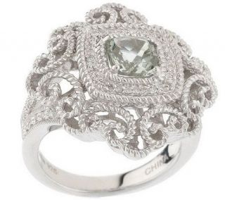 Leslie Greene Sterling Cushion Cut Gemstone Ring —